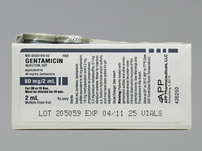 GENTAMICIN 80 MG/2 ML VIAL | COLORLESS APP/FRESENIUS K 6332301002