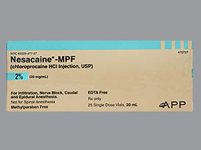 CHLOROPROCAINE HYDROCHLORIDE 20 MG ML INJECTION 6332347727