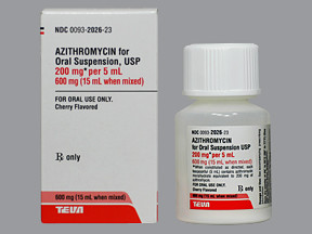 AZITHROMYCIN 200 MG 5ML POWDER 0093202623